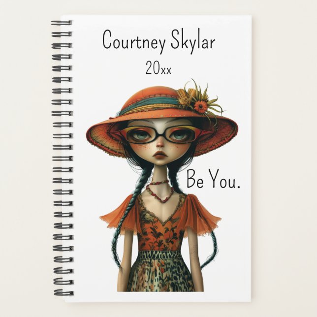 Be You Quirky Whimsical Woman, Change Name, Year Planner (Front)