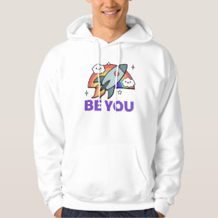 Be you. Rainbow rocket cloud with heart Hoodie