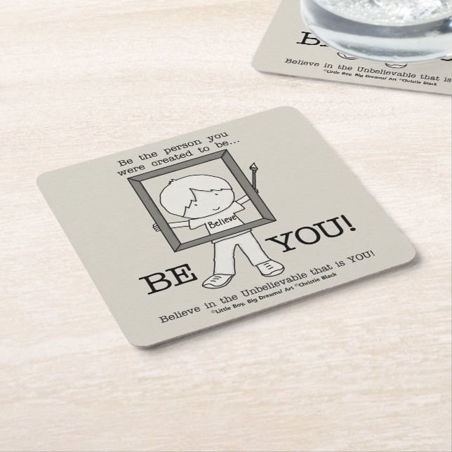 Be YOU! Square Paper Coaster (Angled)
