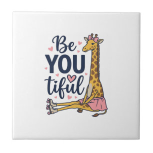 Be You Tiful Giraffe Roller Skate Vintage Shirt De Ceramic Tile