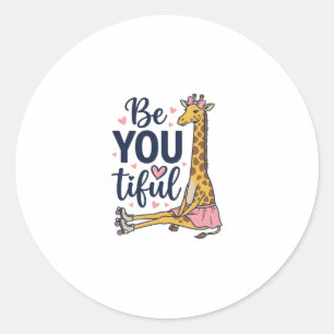 Be You Tiful Giraffe Roller Skate Vintage Shirt De Classic Round Sticker