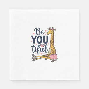 Be You Tiful Giraffe Roller Skate Vintage Shirt De Napkin