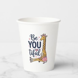 Be You Tiful Giraffe Roller Skate Vintage Shirt De Paper Cups