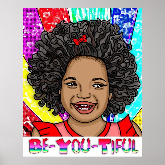 Be-You-Tiful | Happy Girl of Colour Laughing Poster (Front)