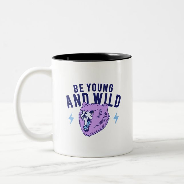 Be Young And Wild - Angry Bear Two-Tone Coffee Mug (Left)