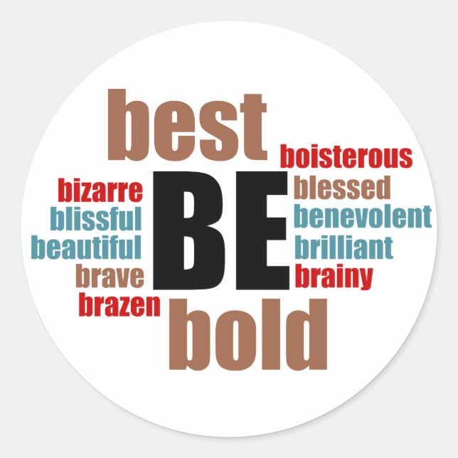 Be Your Best Inspirational Round Sticker (Front)