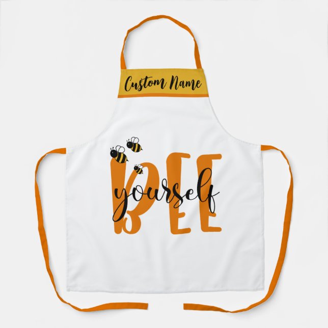 Be Your Culinary Best, Playful Honey Bee Elegance  Apron (Front)
