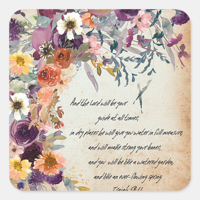 Be your guide, autumn floral mix   square sticker (Front)