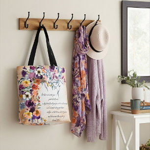 Be your guide, autumn floral mix tote bag