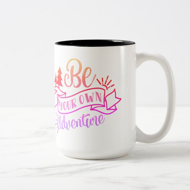 Be your own Adventure colourful design Two-Tone Coffee Mug (Right)
