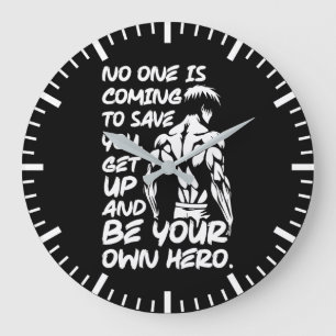 Be Your Own Hero - Anime Bodybuilding Gym Workout  Large Clock