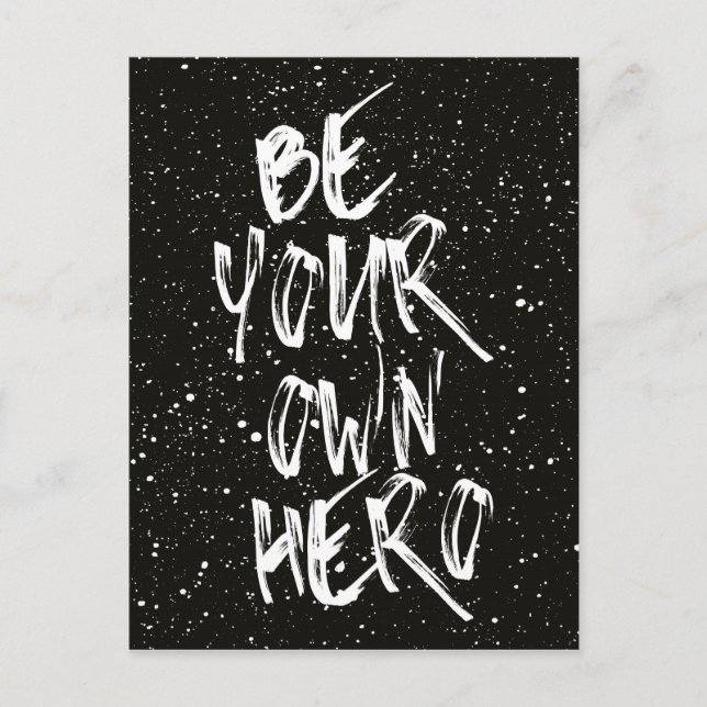 Be Your Own Hero (Black) Quote Postcard (Front)
