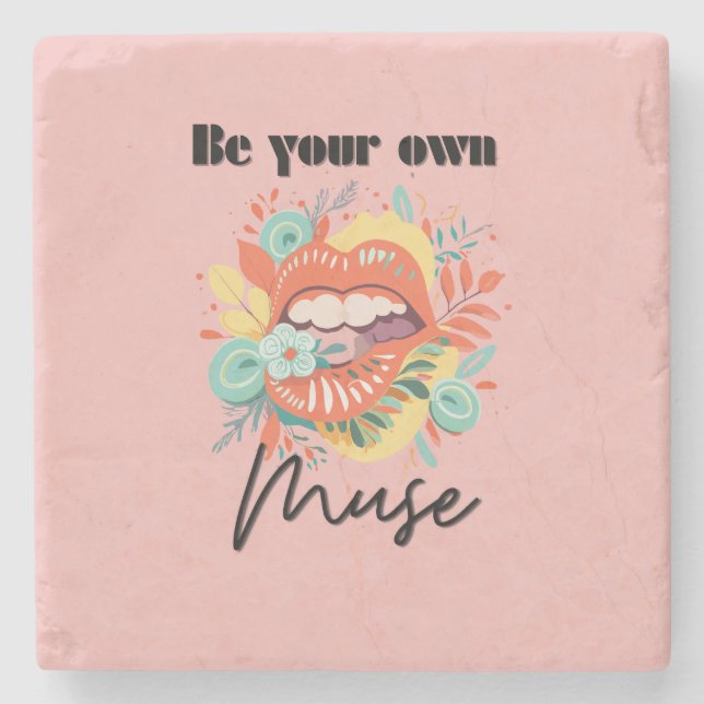 Be your own muse, Self-Love Quote Stone Coaster (Front)