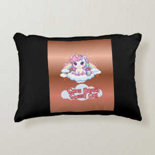 Be Your Own Rainbow Cute Unicorn Girls Decorative Cushion