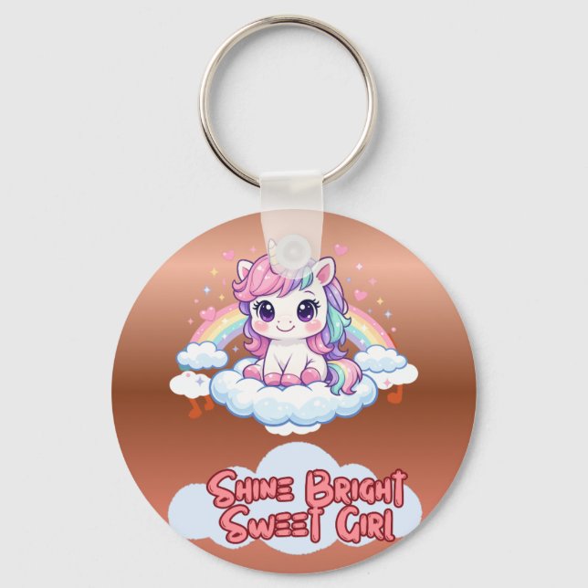 Be Your Own Rainbow Cute Unicorn  Key Ring (Front)