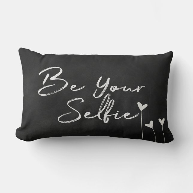 Be Your Selfie text on chalkboard Lumbar Cushion (Front)