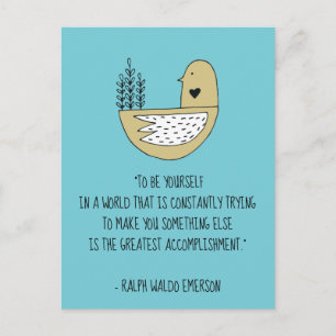Be Yourself Emerson Quote & Bird Postcard