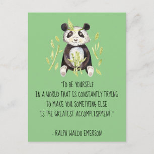 Be Yourself Emerson Quote with Boho Panda Postcard
