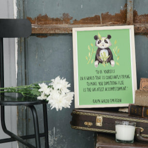 Be Yourself Emerson Quote with Boho Panda Poster