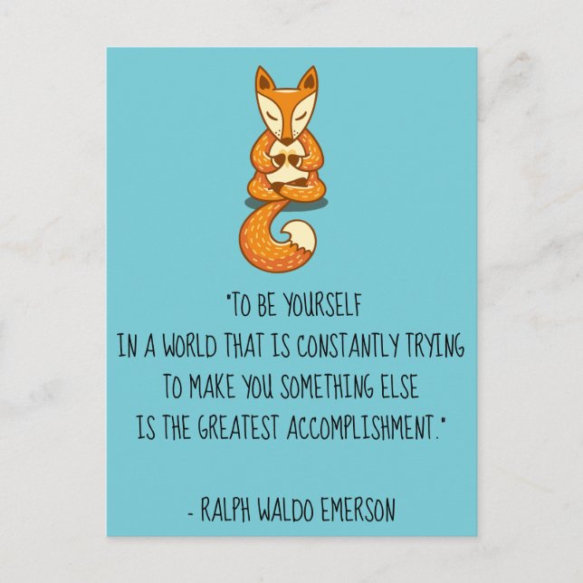 Be Yourself Emerson Quote with Fox Postcard (Front)