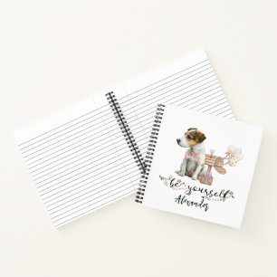 Be yourself Jack Russell puppy next to mailbox Notebook