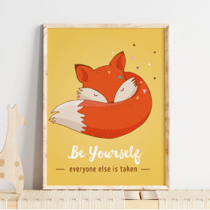 Be Yourself Kids Wall Print   Fox Wall Print