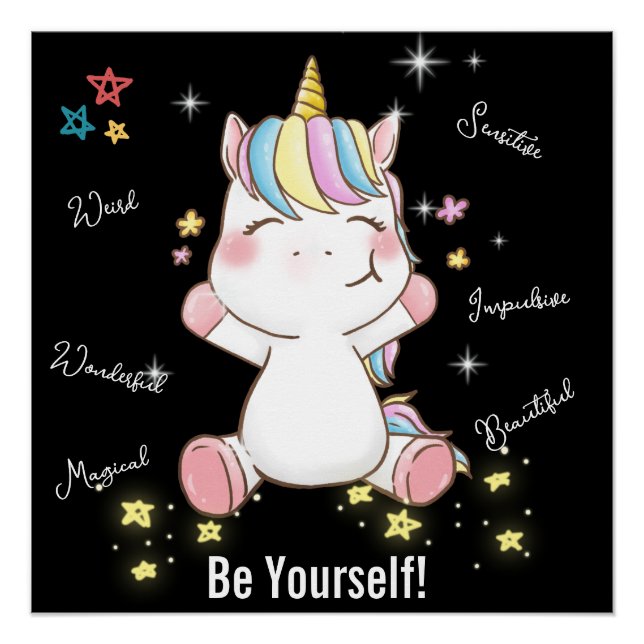 Be Yourself! Magical Unicorn. Editable Poster (Front)
