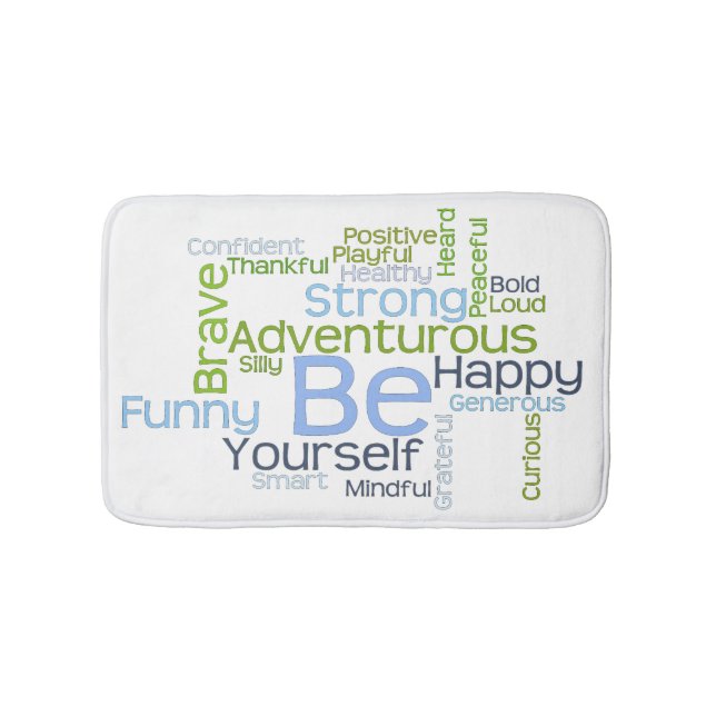BE Yourself Motivational Word Cloud Template Bath Mat (Front)