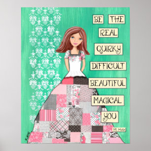 Be Yourself - Paris Themed Quilted Skirt Girl Poster