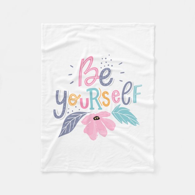 Be Yourself | Pastel Flowers Fleece Blanket (Front)