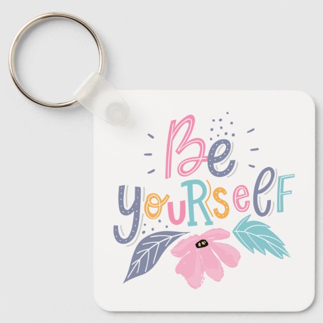 Be Yourself | Pastel Flowers Key Ring (Front)