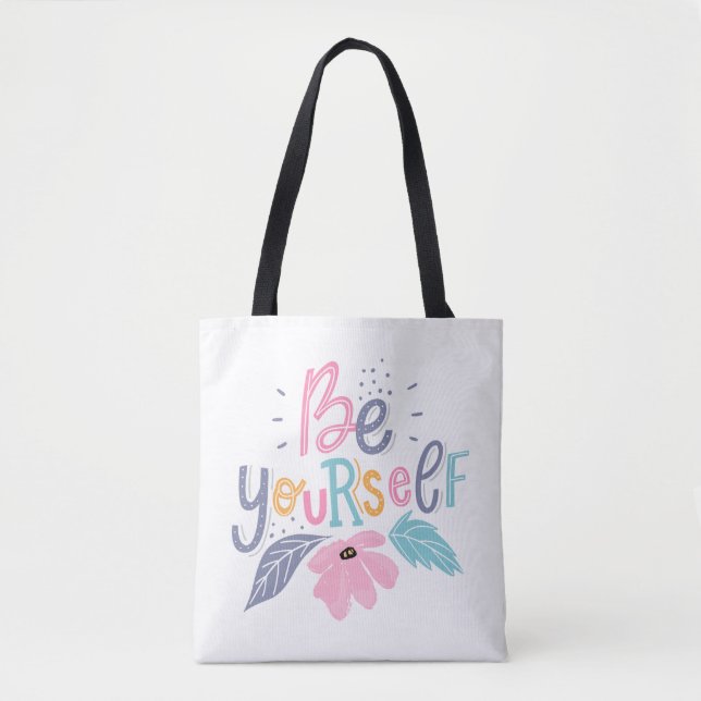 Be Yourself | Pastel Flowers Tote Bag (Front)