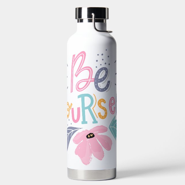 Be Yourself | Pastel Flowers Water Bottle (Left)
