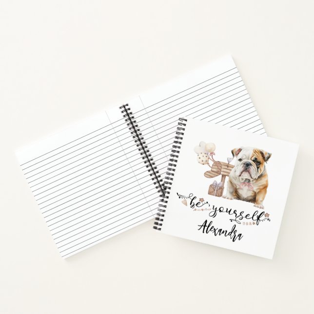 Be Yourself Personalised Bulldog Puppy Notebook (Inside)