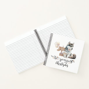Be Yourself Personalised Husky Puppy Notebook