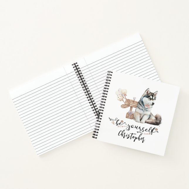 Be Yourself Personalised Husky Puppy Notebook (Inside)