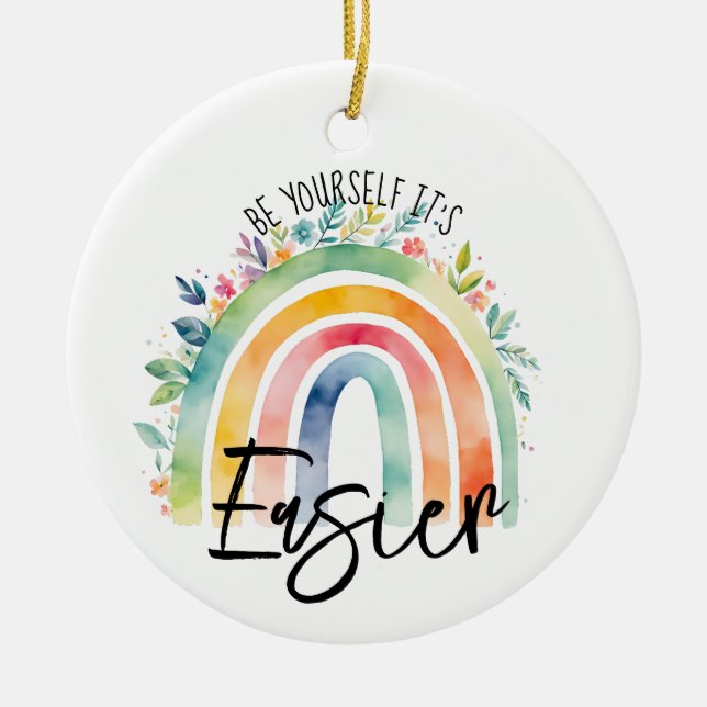 be yourself  positive affirmation gift ceramic ornament (Front)