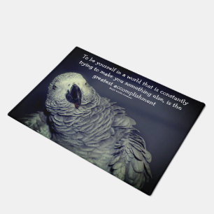 Be Yourself Quote Cute Parrot Inspirational  Doormat
