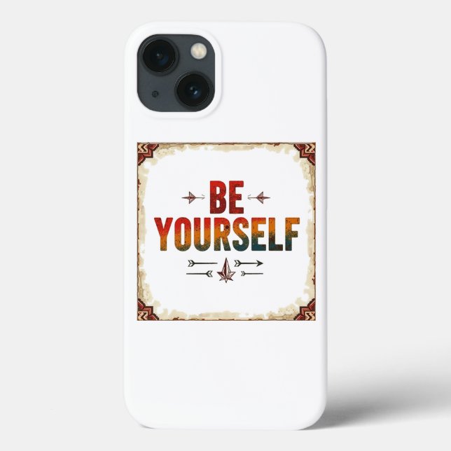 Be Yourself | Rainbow distressed typography Case-Mate iPhone Case (Back)