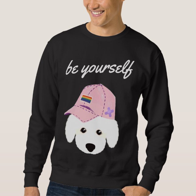 Be Yourself Rainbow Hat Poodle Sweatshirt (Front)