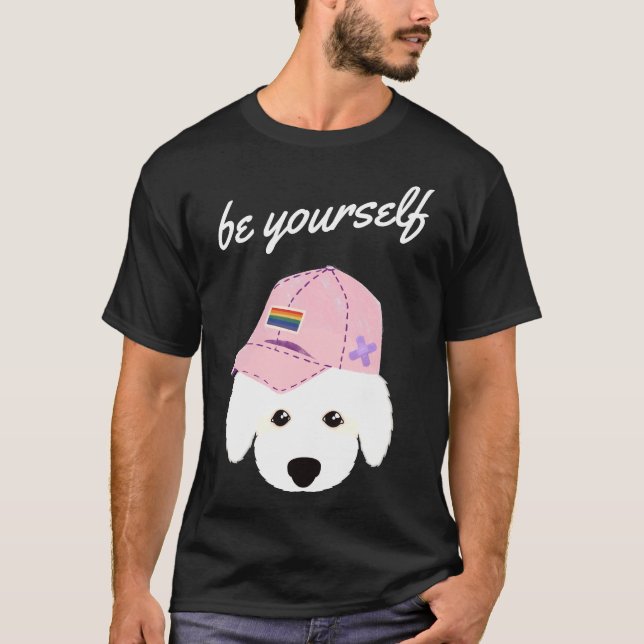 Be Yourself Rainbow Hat Poodle T-Shirt (Front)