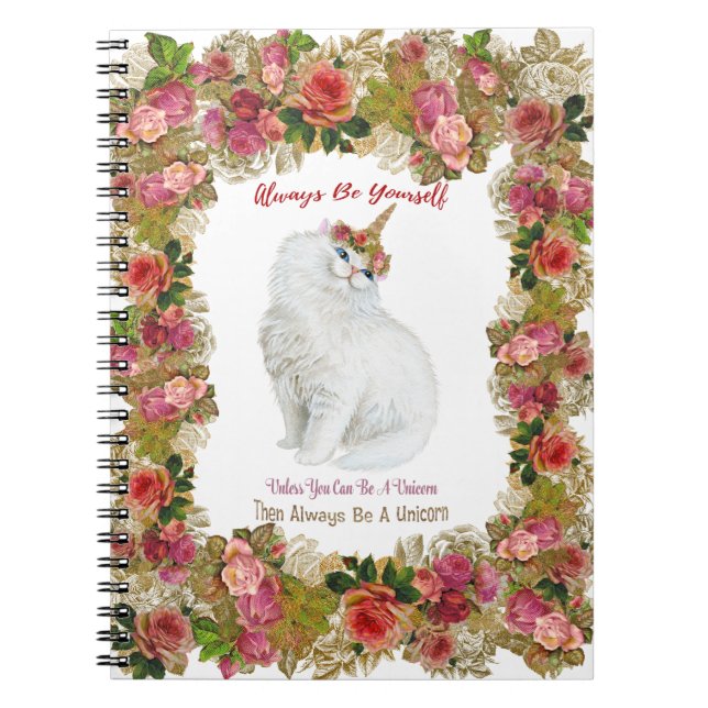 Be Yourself Unicorn Cat Notebook (Front)