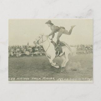 Bea Kirnan trick riding. Postcard