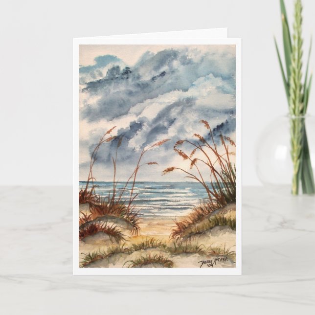 beach3 large beach seascape greeting card (Front)
