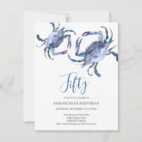 Beach 50th Birthday Invitations Crab Boil