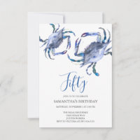Beach 50th Birthday Invitations Crab Boil