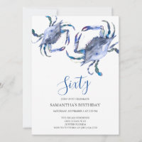 Beach 60th Birthday Invitations Crab Boil