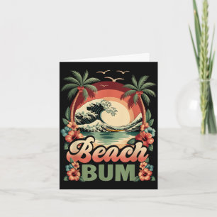 Beach a bum surf wave vintage tropical sunset card