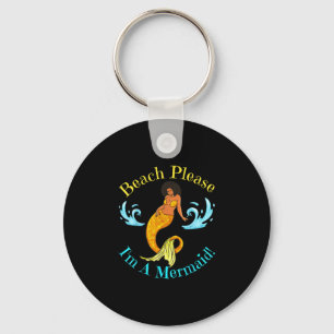 Beach a mermaid funny black mermaids women girls key ring