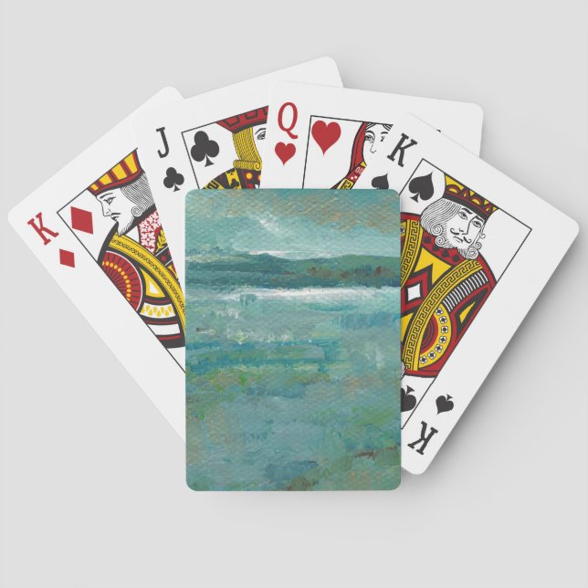Beach Abstract Coastal Ocean Teal Painting Playing Cards (Back)
